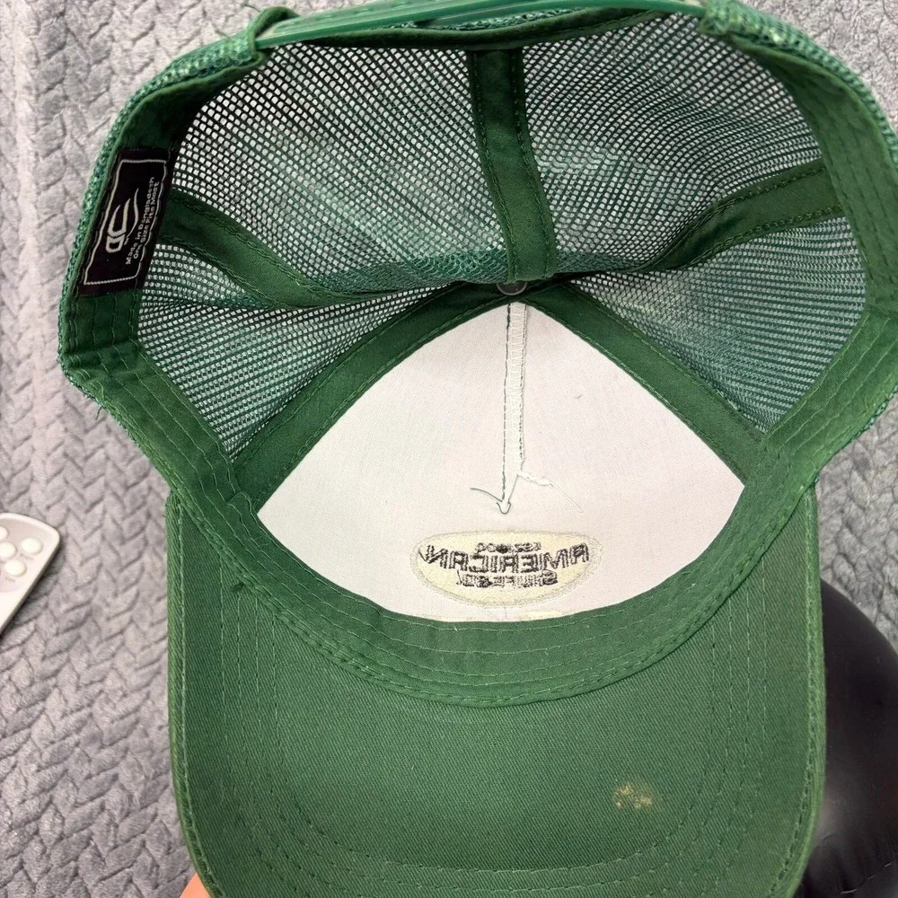 American Snuff Co Memphis TN Green Trucker Hat Snapback Mesh Cap Vintage Style